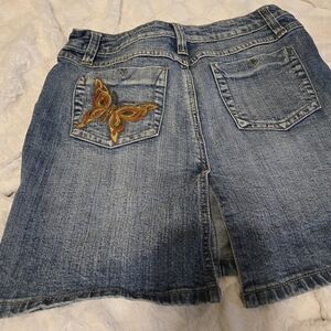 Vintage Denim Skirt with Butterfly Embroidery